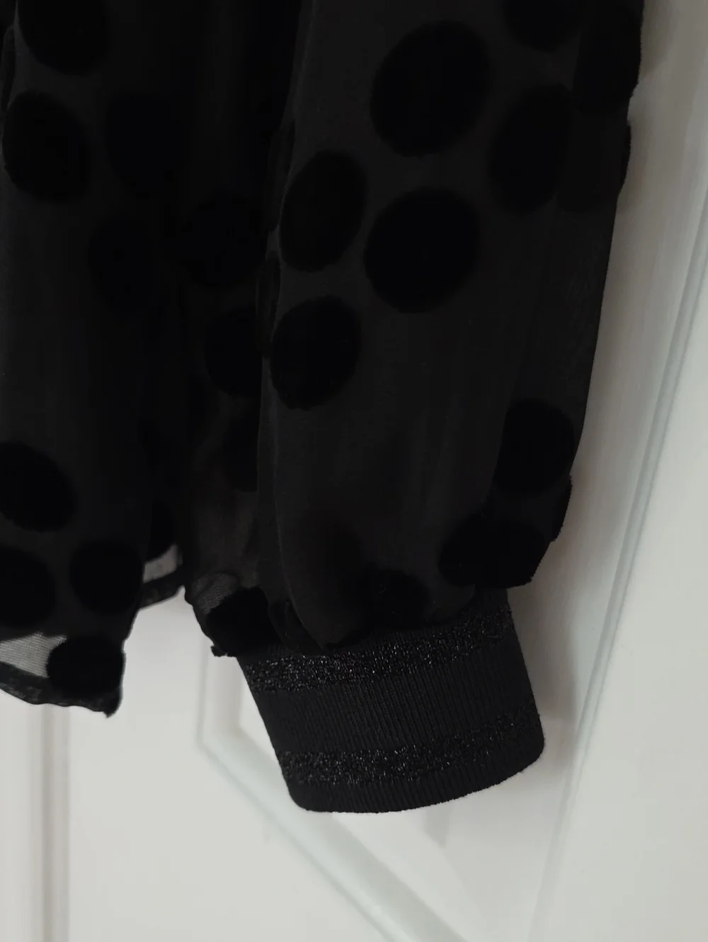 Tory Burch Black Sheer Velvet Dot Blouse